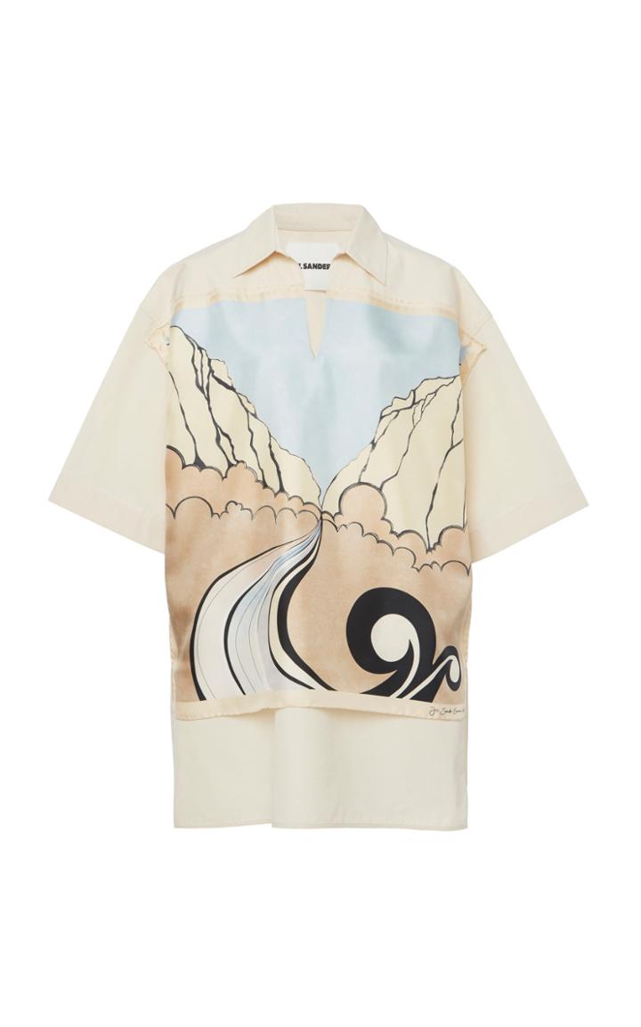 Moda Operandi Jil Sander Martin Printed Cotton Shirt Size: 32