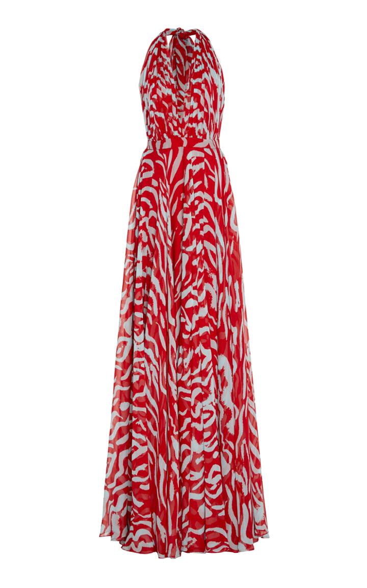 Prabal Gurung Tie Neck Halter Silk Gown