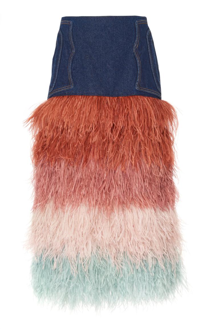Johanna Ortiz A Visit To Fairyland Denim And Feather Skirt