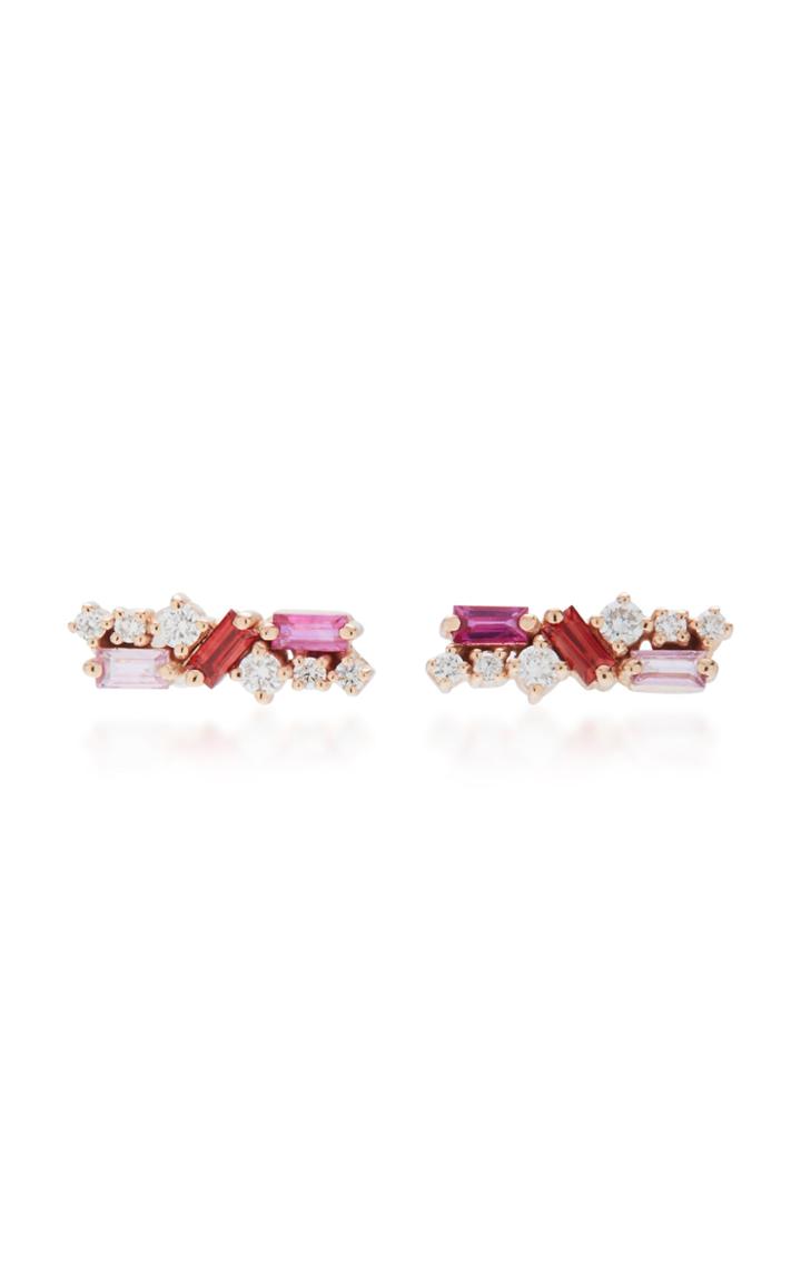 Suzanne Kalan 18k Rose Gold Diamond And Sapphire Earrings