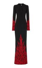 Naeem Khan Sequined Velvet Long Sleeve Gown