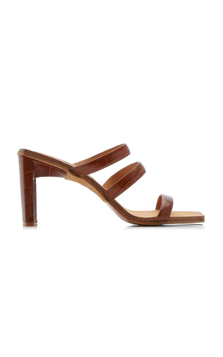 Miista Joanne Croc-embossed Leather Sandals