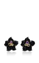 Bounkit Black Calcite Flower Earrings