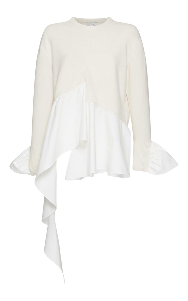 Goen.j Paneled Wool And Poplin Blouse