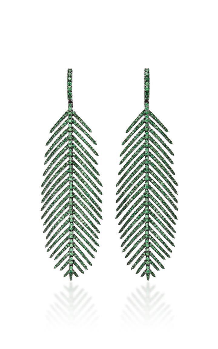 Sidney Garber 18k Feathers That Move Tsavorite Earrings