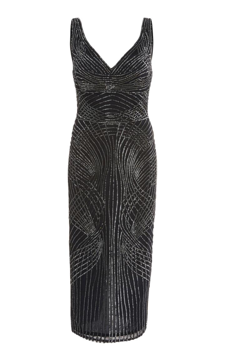Rachel Gilbert Pepe Embroidered Midi Chiffon Dress