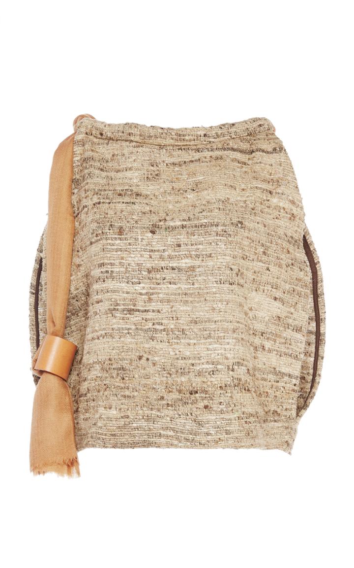 Moda Operandi Tuinch Leather-trimmed Slub-woven Cotton Top Size: S