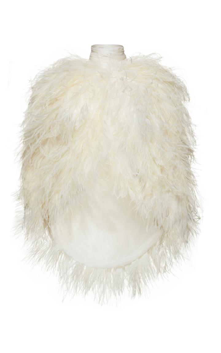 Magda Butrym Medford Feather-embellished Satin Cape Top