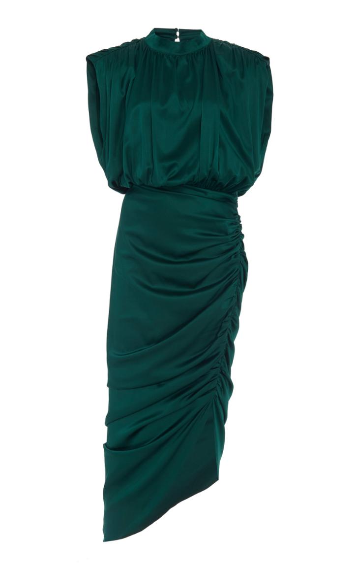 Veronica Beard Kendall Ruched Silk Charmeuse Midi Dress