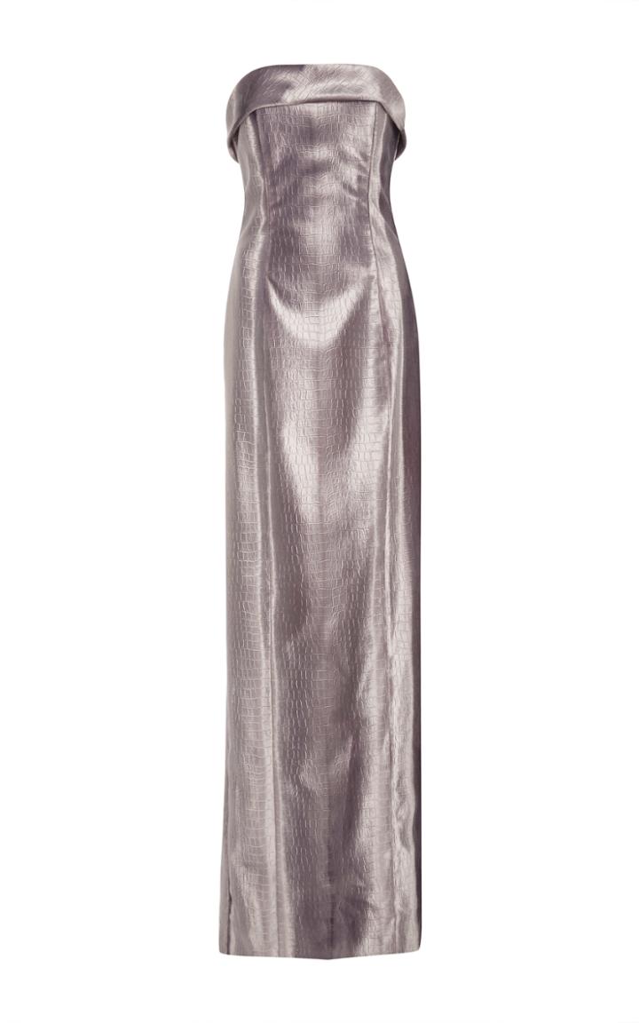 Hensely Embossed Crocodile Strapless Column Dress