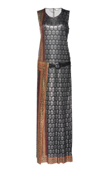 Paco Rabanne Belted Printed Lurex Maxi Dress