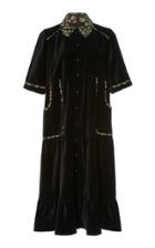 Anna Sui Ruffled-hem Velveteen Coat Dress