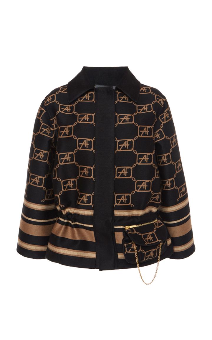 Moda Operandi Alberta Ferretti Jacquard Wool Logo Jacket