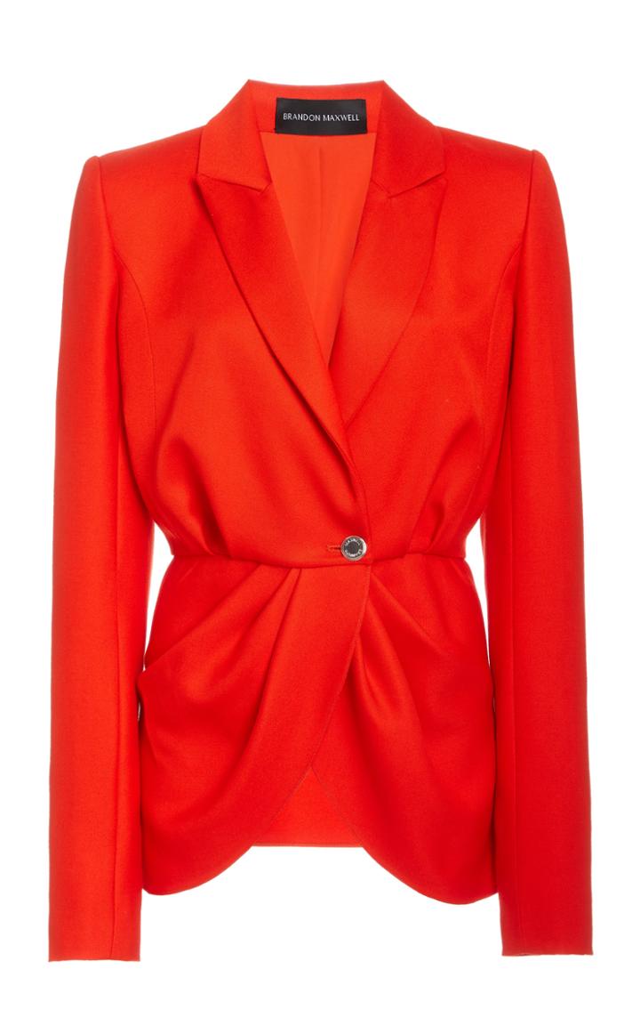 Brandon Maxwell Pleated Cady Peplum Blazer