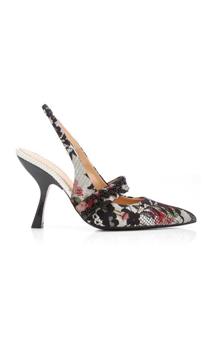 Brock Collection Lace Floral Slingbacks