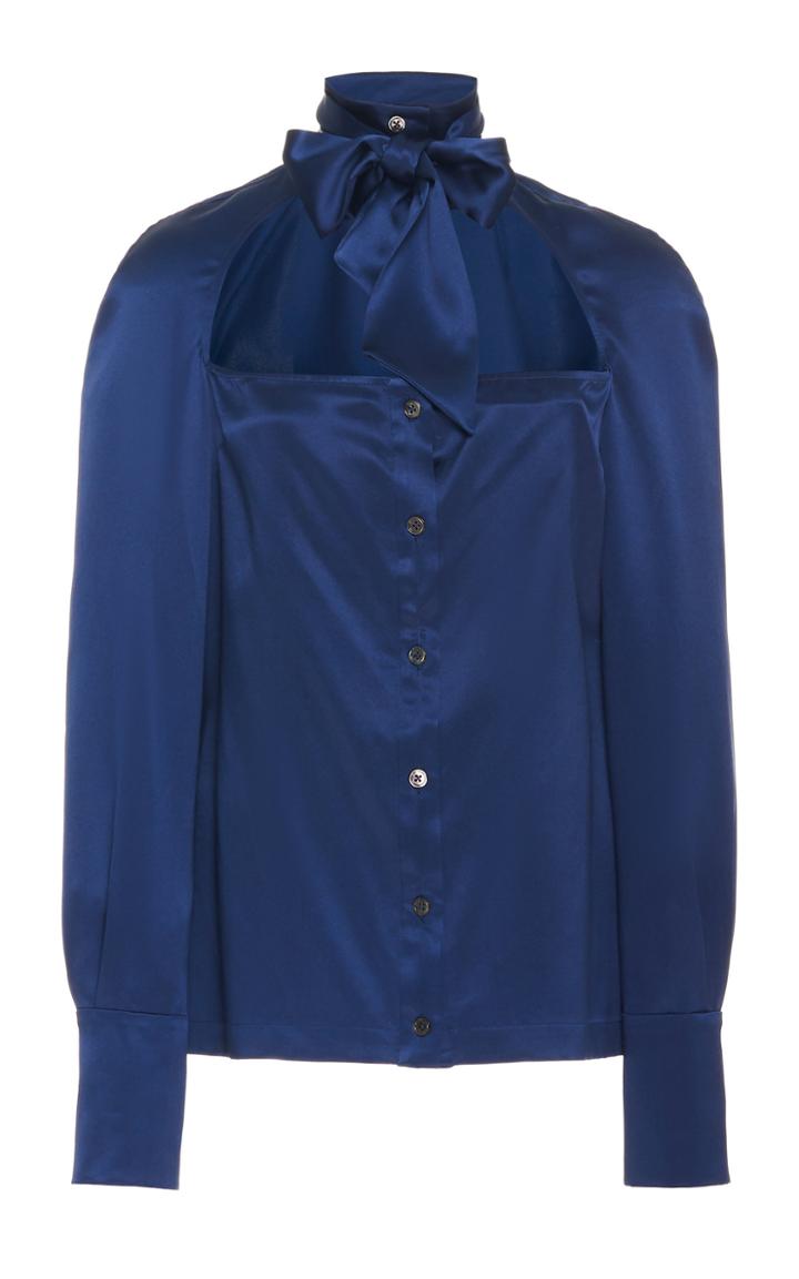Fleur Du Mal Front Cutout Silk Shirt