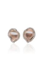Kimberly Mcdonald One-of-a-kind Geode Studs With Diamonds Set In 18k White Gold With Black Rhodium