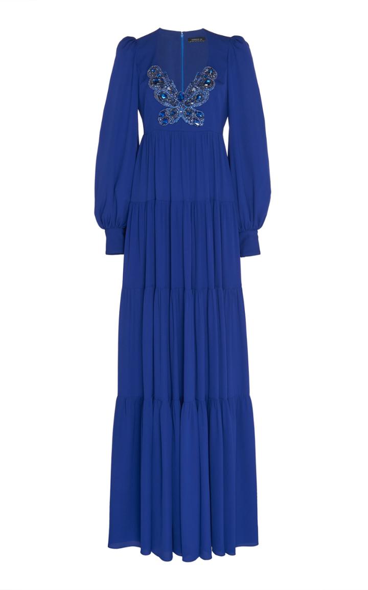 Andrew Gn Embellished Silk-blend Crepe Gown