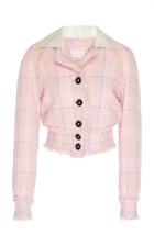 Alessandra Rich Tartan Tweed Bomber Jacket