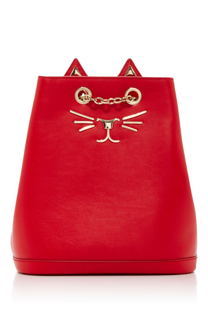 Charlotte Olympia Embellished Feline Leather Backpack
