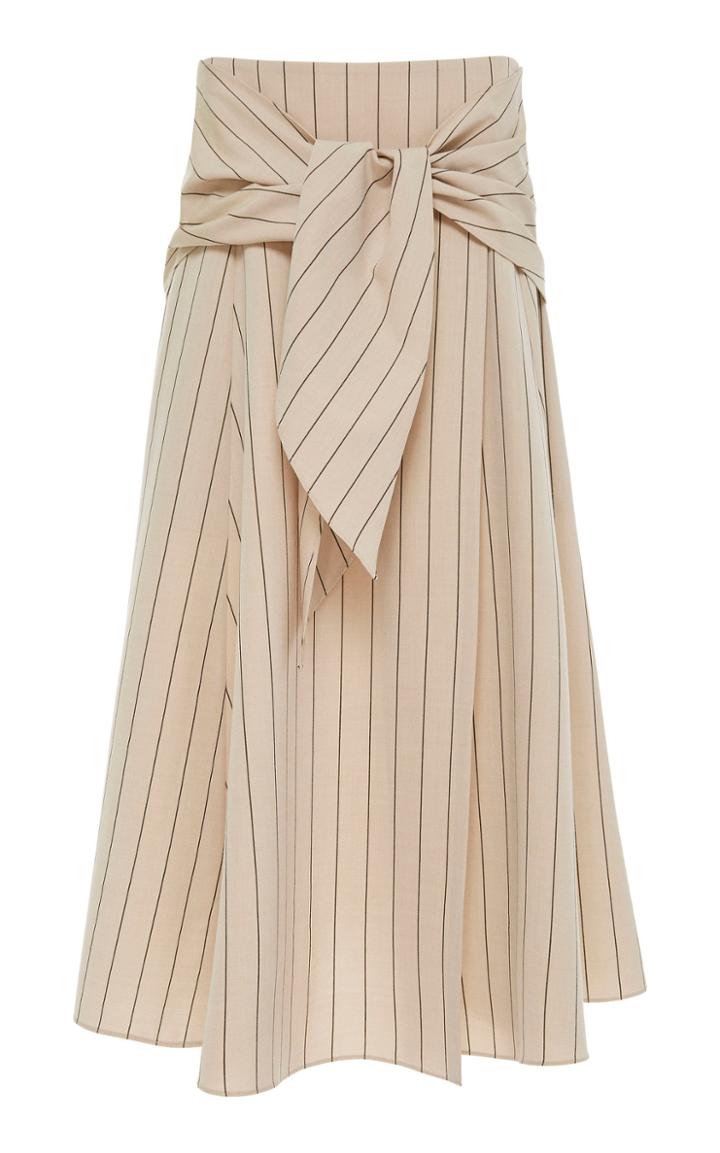 Tibi Striped Wool Midi Wrap Skirt