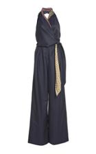 Moda Operandi By Any Other Name Pinstriped Wool Wrap Halter Jumpsuit