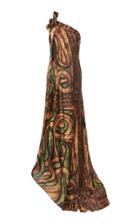 Cult Gaia Florence Tie-shoulder Printed Asymmetric Maxi Dress