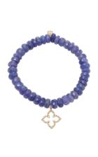 Sydney Evan Micro Pave Moroccan Star Charm On Faceted Blue Tanzanite Beads