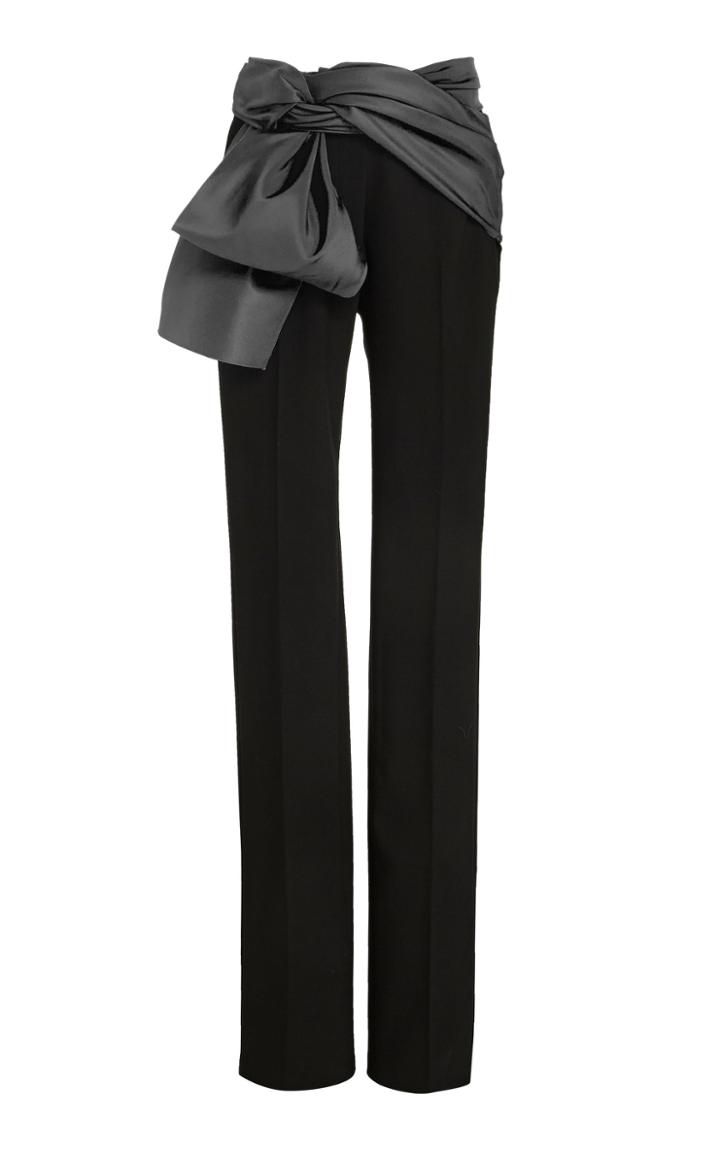 Carolina Herrera Satin-trimmed Crepe Straight-leg Pants