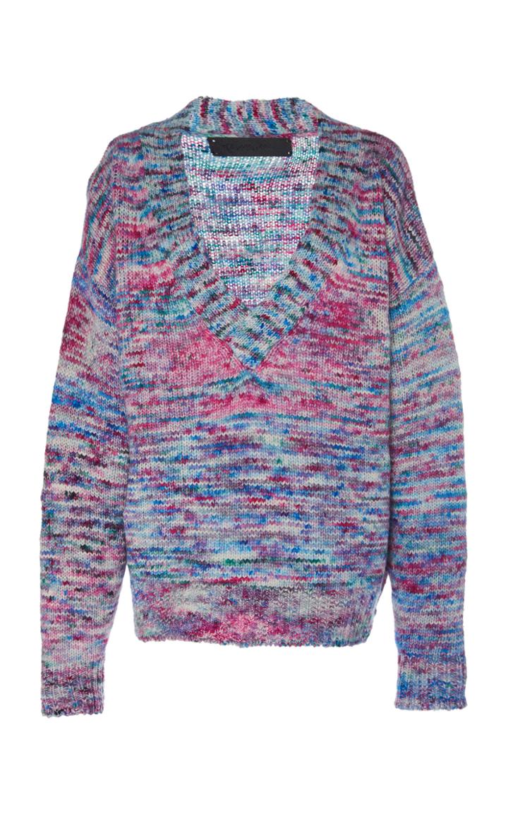 The Elder Statesman Marble V-neck Cashmere Sweater