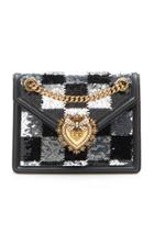 Dolce & Gabbana Embellished Sequined Leather Shoulder Bag