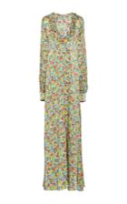 By. Bonnie Young Floral Charmeuse V Neck Ruffle Dress