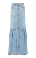 Jean Atelier Long Tiered Denim Skirt