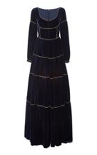 Costarellos Crystal Embellished Silk Velvet Corset Dress