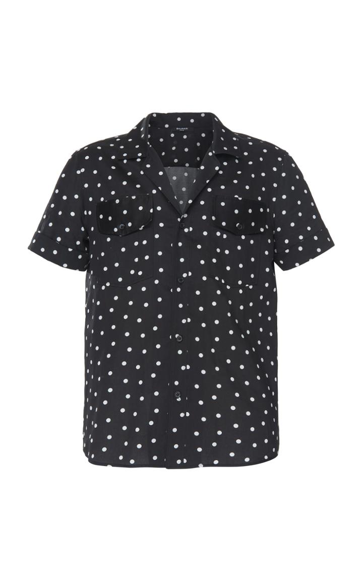 Balmain Polka Dot Button-front Cotton Shirt