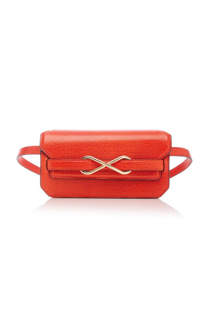Cushnie Infinity Lizard Embossed Leather Clutch With Belt