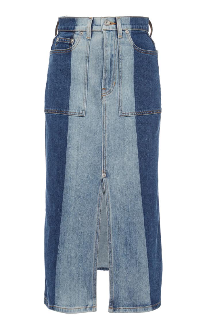 Proenza Schouler Pswl Two-tone Denim Midi Skirt