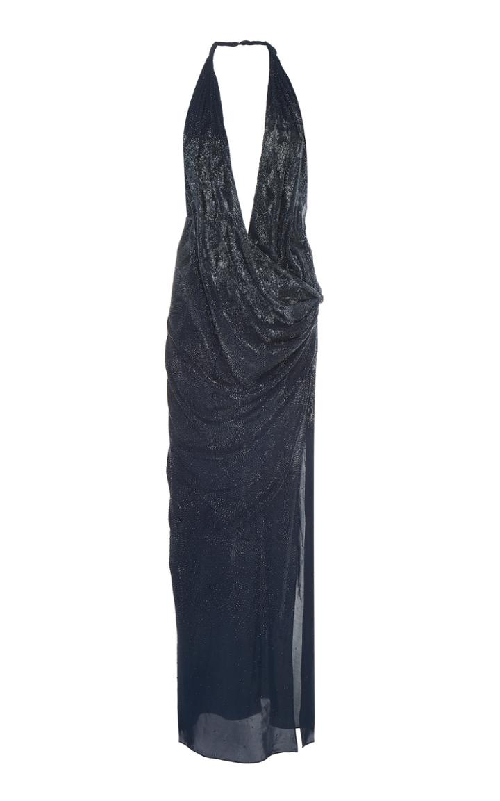 Oscar De La Renta Halter Gown With Plunging Neckline