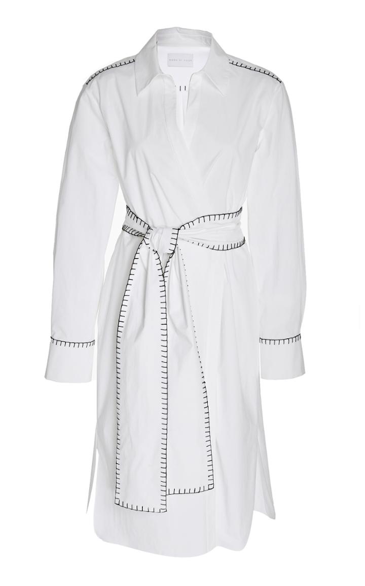 Noon By Noor Hudson Contrast-stitch Wrap-effect Shirt Dress