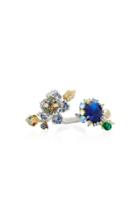 Anabela Chan 18k White Yellow And Black Gold Delphinium Ring