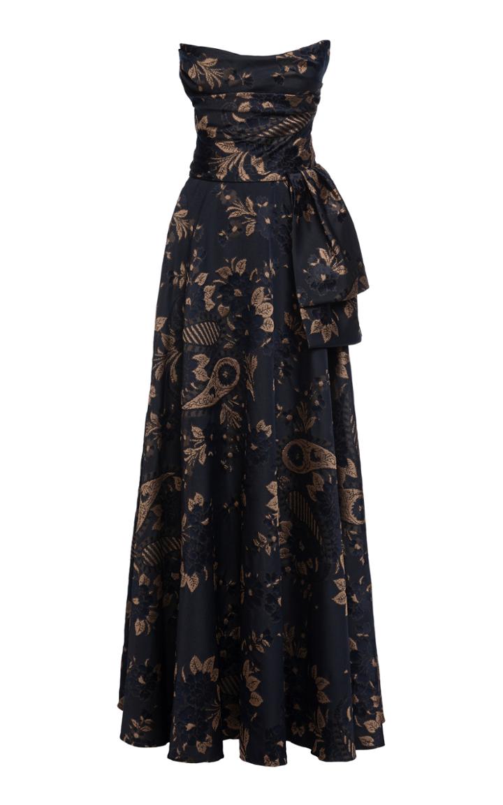 Moda Operandi Lena Hoschek Pavlova Paisley Jacquard Two-piece Strapless Gown