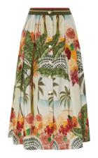 Agua De Coco Printed Cotton-poplin Midi Skirt