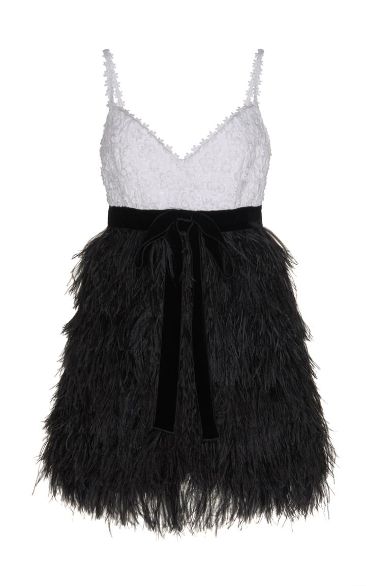 Andrew Gn Feather-trimmed Embroidered Dress