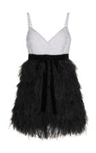 Andrew Gn Feather-trimmed Embroidered Dress