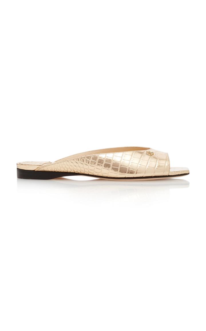Jimmy Choo Jynx Metallic Croc-effect Leather Sandals