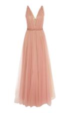 J. Mendel Sleeveless Sequin Gown With Tulle Overlay