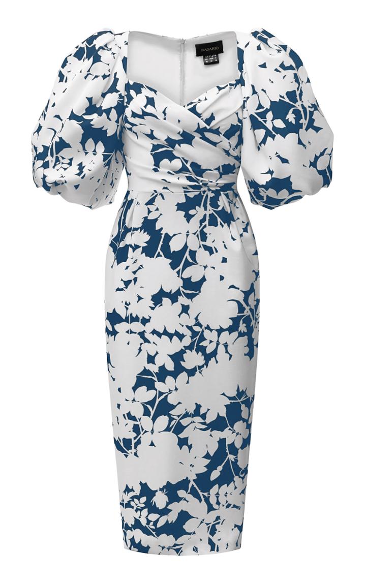 Moda Operandi Rasario Draped Floral Satin Dress Size: 40