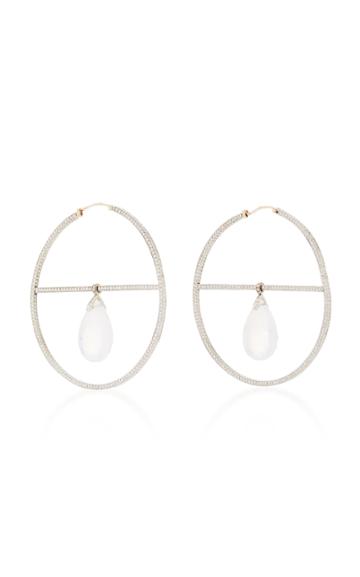 Marie-hlne De Taillac Diamond Pave & Rainbow Moonstone Hoops