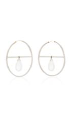 Marie-hlne De Taillac Diamond Pave & Rainbow Moonstone Hoops