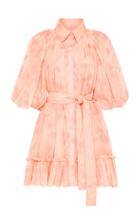 Moda Operandi Aje Textural Pleated Embroidered Cotton-silk Mini Dress